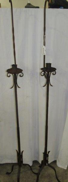 Pair of wrought iron blacksmith forged candle holders (1 of 5)