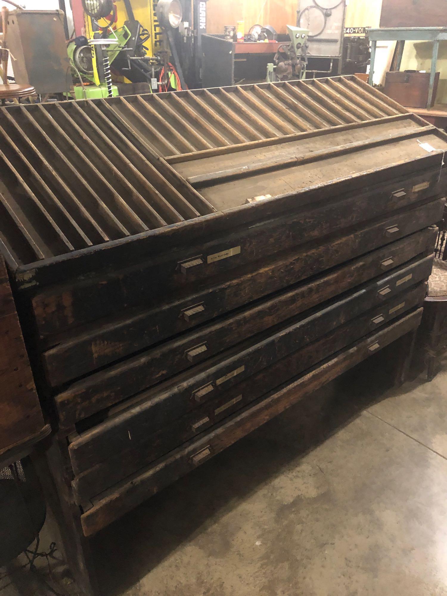 Large 1800s printers cabinet (1 of 4)