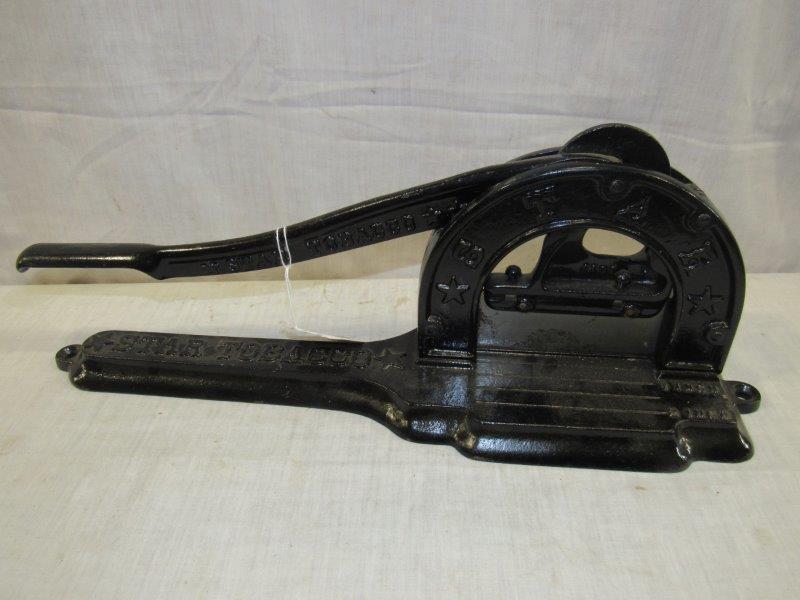 Cast iron Star tobacco cutter: Appears to have a replacement knife.