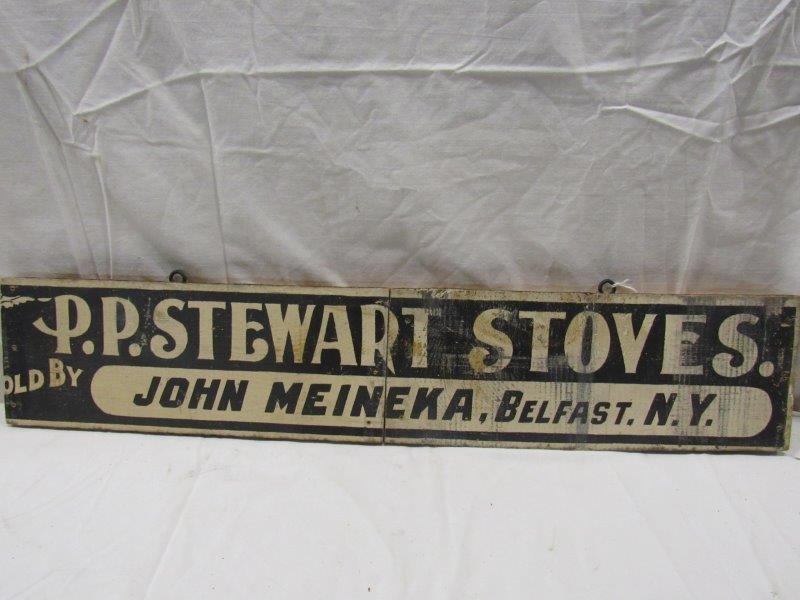 P.P. Stewart Stoves wood sign (1 of 3)