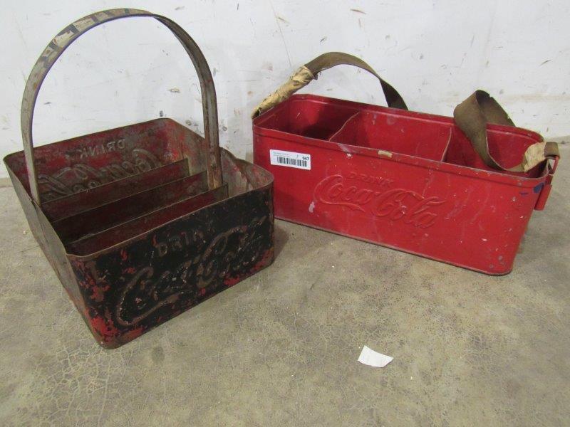2 Coca-Cola embossed metal carriers (1 of 3)