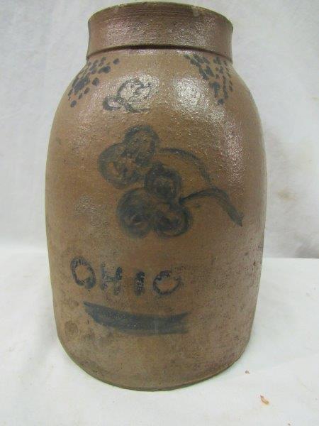 Small decorated stoneware canning jar (1 of 8)