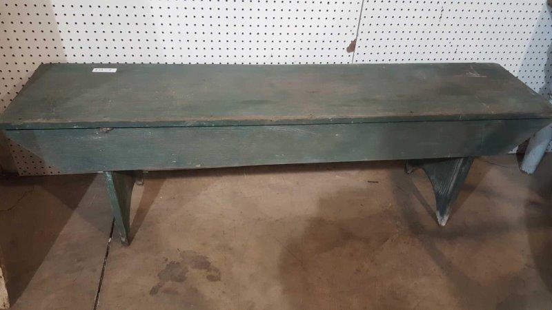 Primitive green painted bench (1 of 4)