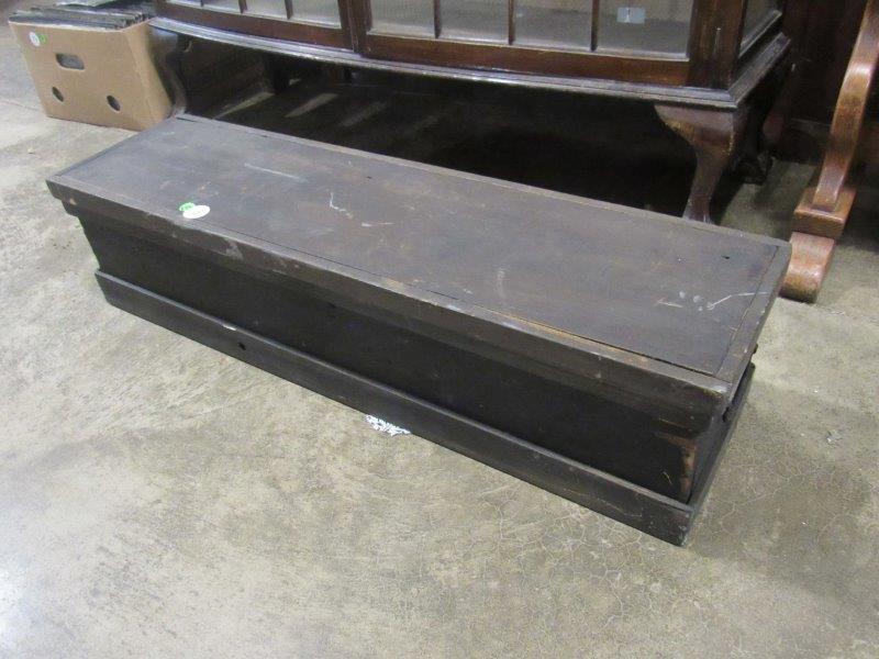 Primitive wooden tool box: 36 in Long 9 1/2 inches deep 8 1/2 inches tall