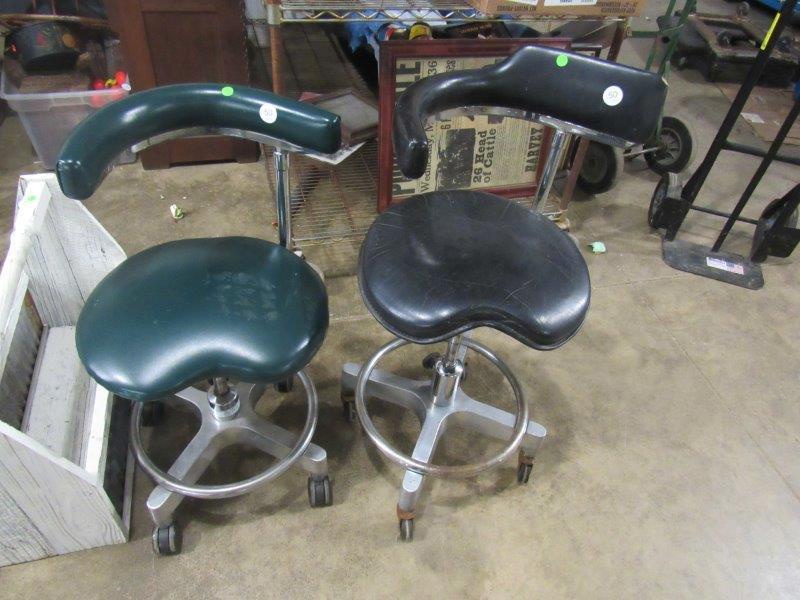 Pair of Mid Century Stools on Casters (1 of 2)