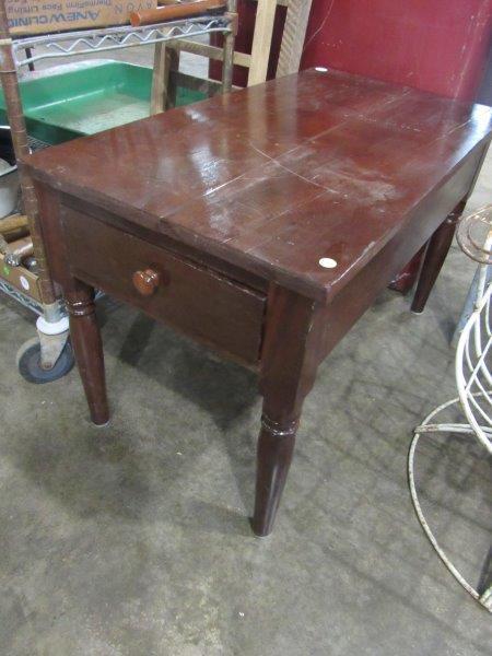 One drawer end table / coffee table: 20 1/2 in wide 37 1/2 inch deep 23 in tall