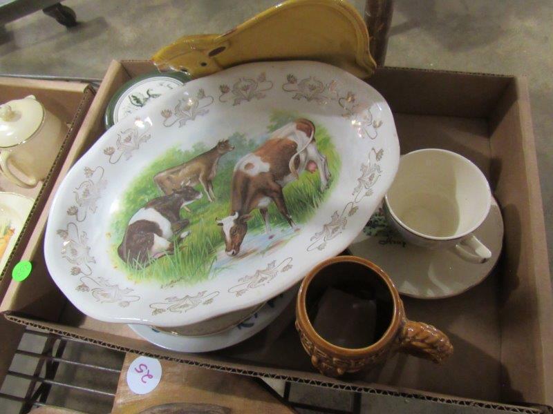Flat of various dairy cow plates, saucers, cups (1 of 3)