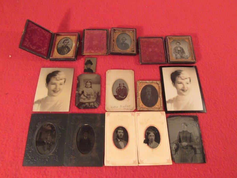 LARGE LOT OF EARLY TIN TYPE PHOTOGRAPHS + MORE (1 of 9)