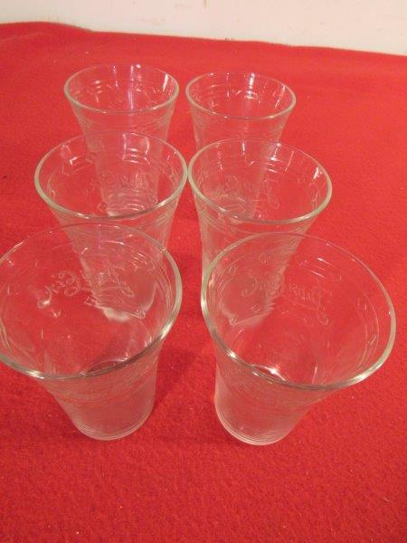 Lot of 6- Pepsi Cola etched clear drinking glasses (1 of 4)