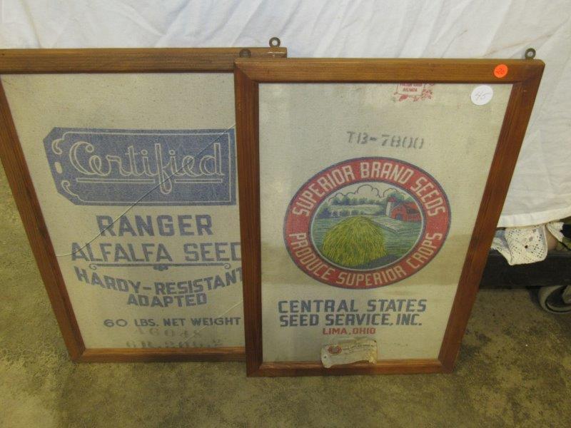 Two framed seed bags (1 of 3)