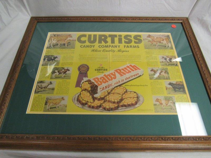 Curtiss Candy Company Farms/ Baby Ruth Advertising: Great color 29 1/2" x 23" framed 