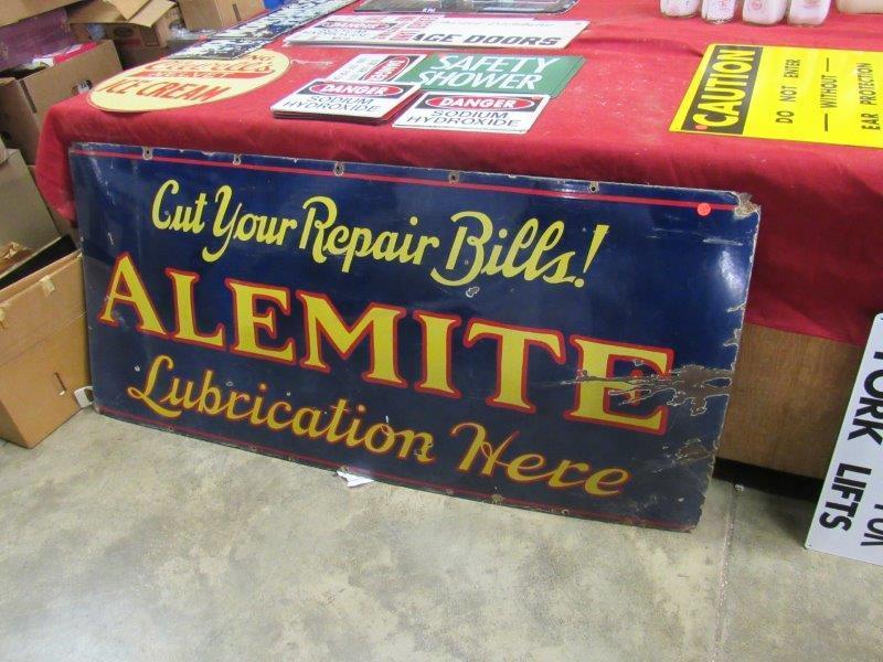 SS Porcelain Alemite lubricants sign (1 of 4)