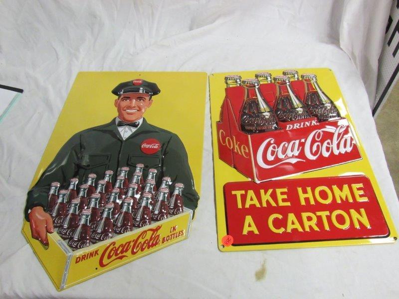 2- SS New Coca-Cola Embossed Signs (1 of 3)
