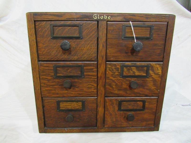 Globe 6-drawer quarter-sawn card file cabinet (1 of 6)