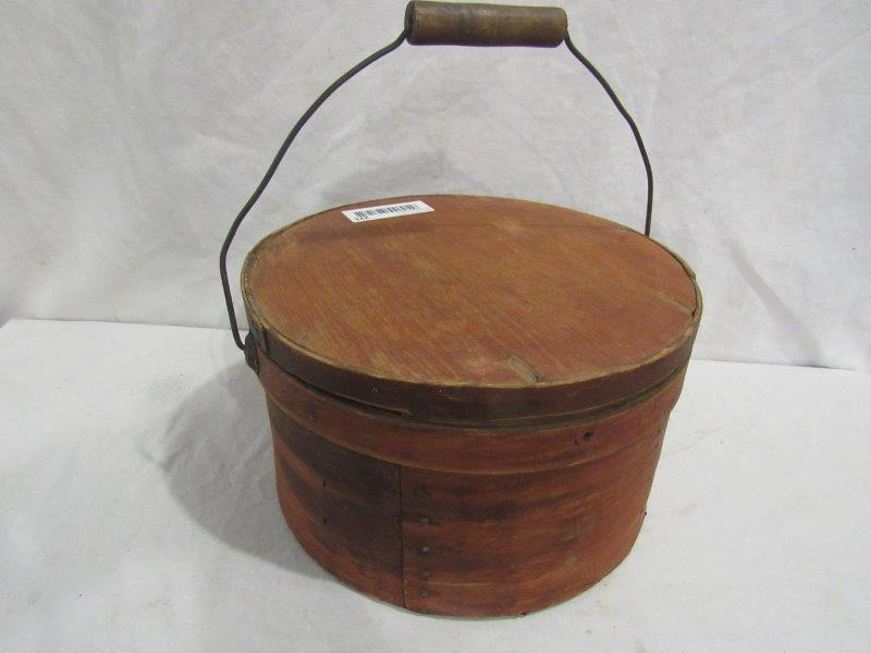 Incredible red painted pantry box with bail handle (1 of 3)