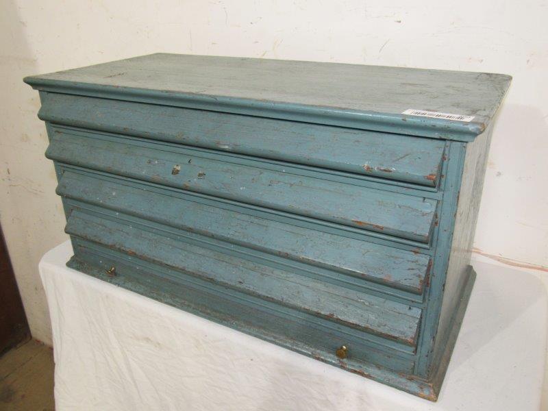 Primitive painted 5  drawer countertop thread cabinet (1 of 8)