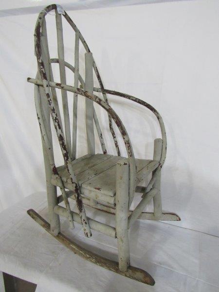 Adirondack child's rocking chair with original paint: Adirondack child's rocking chair with original paint Approximately 12 in wide 30 in tall