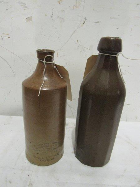 Lot of 2 Stoneware ginger beer bottles (1 has a chip) (1 of 2)