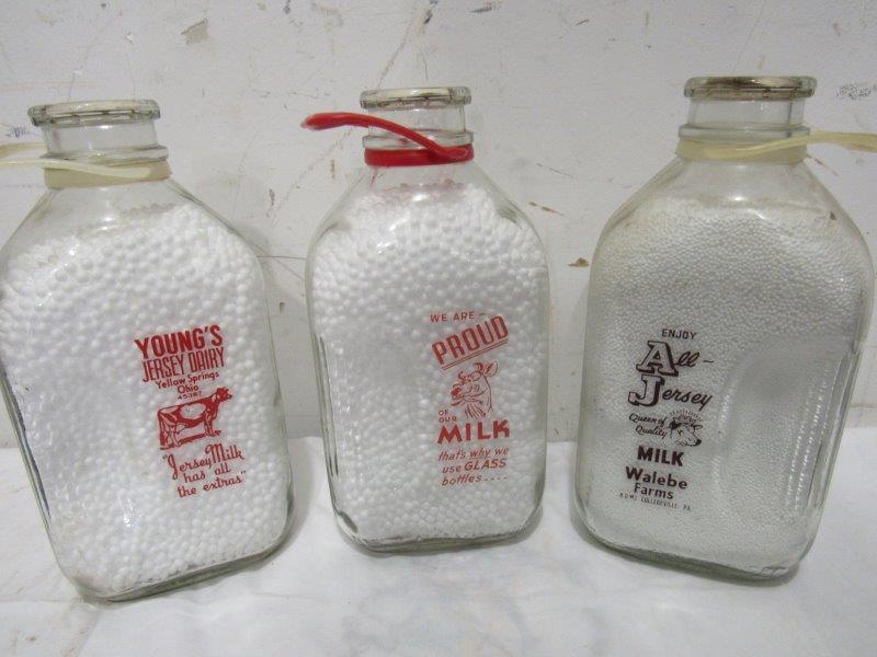 Lot of 3 - 1/2gal pyro milk bottles (1 of 2)
