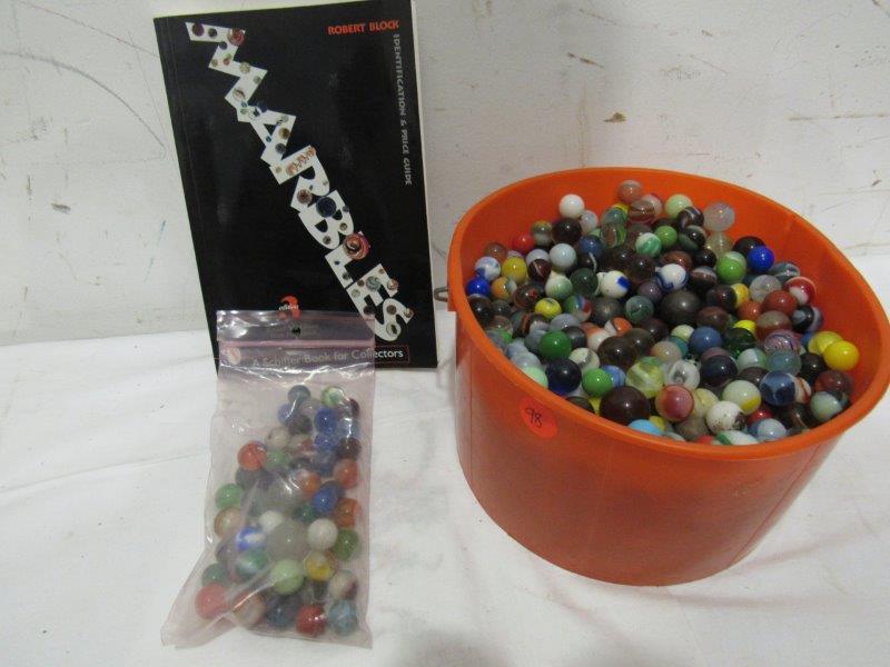 Large lot of marbles & book: Large lot of marbles & book