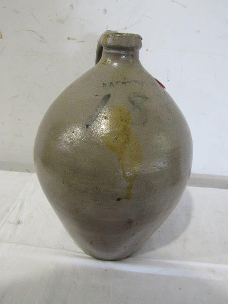 Early blue decorated "1830" Samuel Stout ovoid crock (1 of 3)