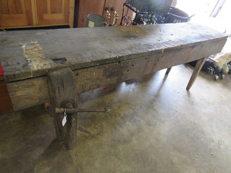 8ft long wooden plank top work bench (1 of 3)