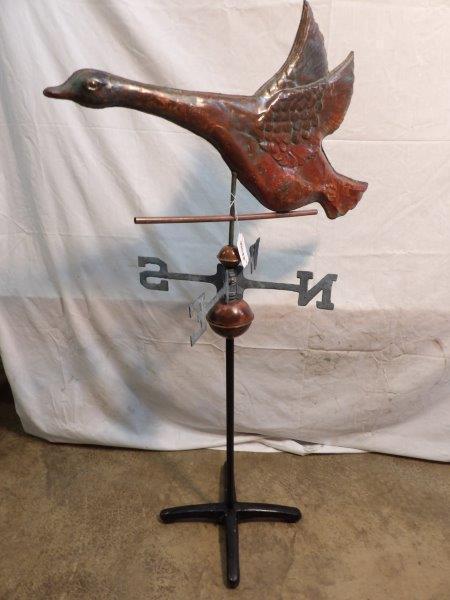 Copper flying goose weathervane: Goose is approximately 28 in Long overall height is approximately 50 in.