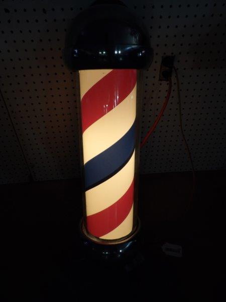 Koch's cylinder barber pole: Lights up and rotates perfect!! Approximately 26 in Long