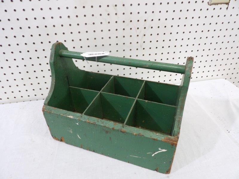 Primitive painted comparted caddy (1 of 2)