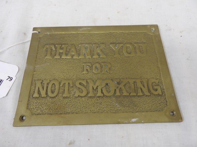 Thank You For Not Smoking brass plaque (1 of 2)