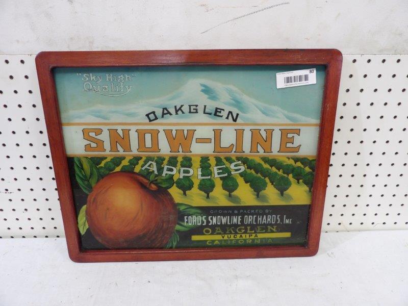 Snow-Line Apples Reverse Painted on Glass Advertising (1 of 4)