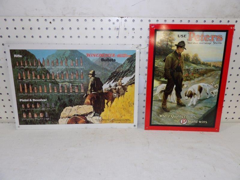 Winchester bullet chart and Peter's shells tin signs (1 of 6)