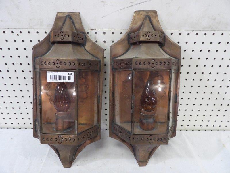 Pair of Copper Finish Electric Wall Sconces (1 of 4)