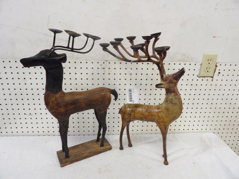 Two Metal Decorative Deer Candle Sticks (1 of 4)