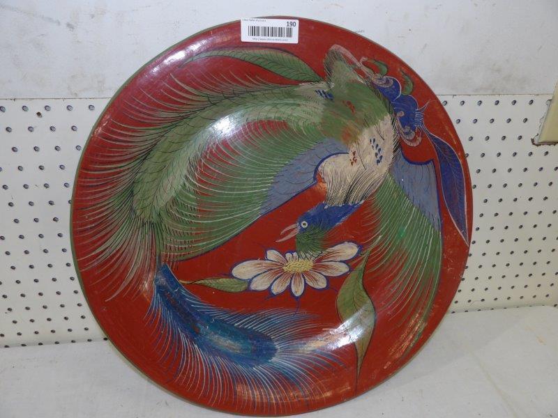 Large Clay Mexican Bird Decorated Charger (1 of 3)