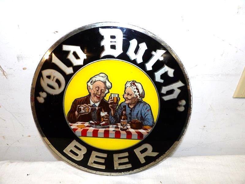 Old Dutch Beer reverse painted glass sign (1 of 5)