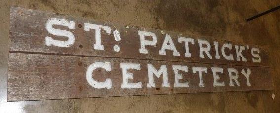 Large 2-pc. St. Patrick's cemetery wooden sign (1 of 5)