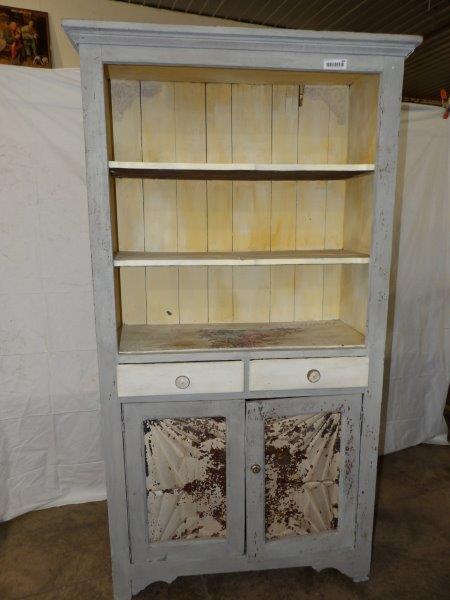 Primitive multi-colored flat wall cabinet (1 of 9)