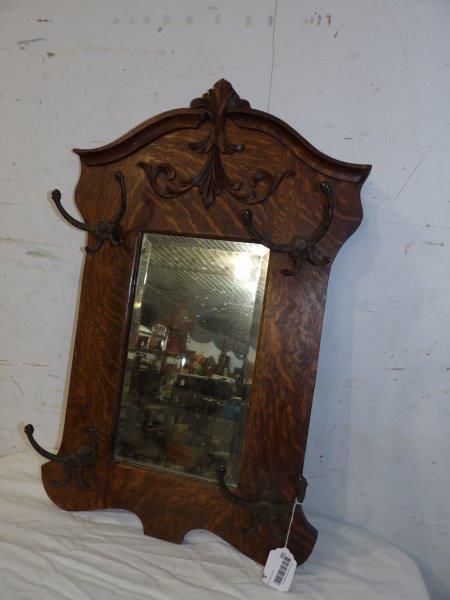 Victorian quartersawn oak wall mirror (1 of 6)
