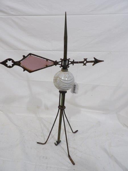 Lightning rod with weathervane and moon and stars bulb (1 of 4)