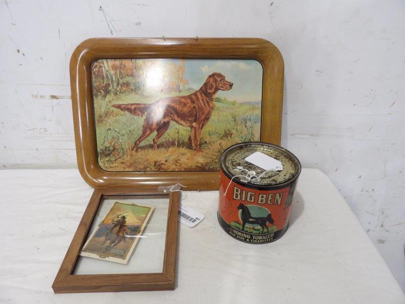 Retriever tray, Big Ben tobacco tin and early postcard (1 of 7)