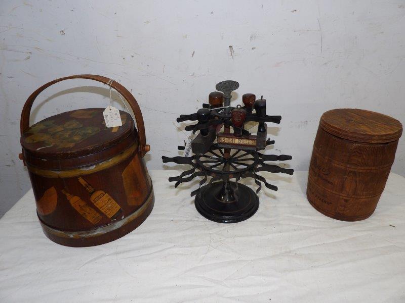 Achilles stamp display, Briggs tobacco barrel and (1 of 9)