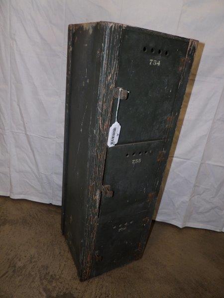 Early wooden three door locker cabinet (1 of 6)