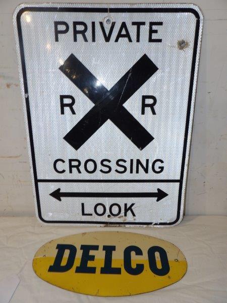 Metal Delco and Private Railroad crossing signs (1 of 9)