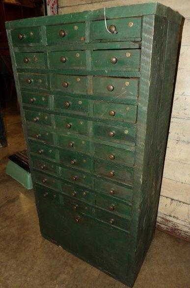 Primitive painted 30 drawer apothecary cabinet (1 of 7)