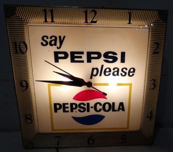 Pepsi-Cola "say Pepsi please" lighted clock (1 of 6)