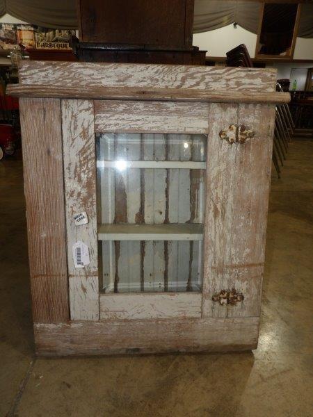 Primitive painted hanging cabinet (1 of 5)