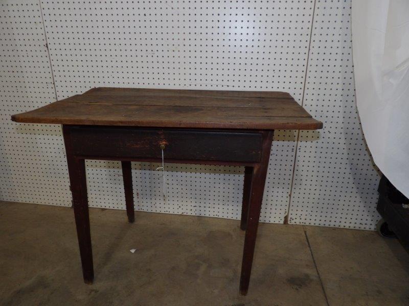 Primitive Square nailed one drawer table (1 of 11)