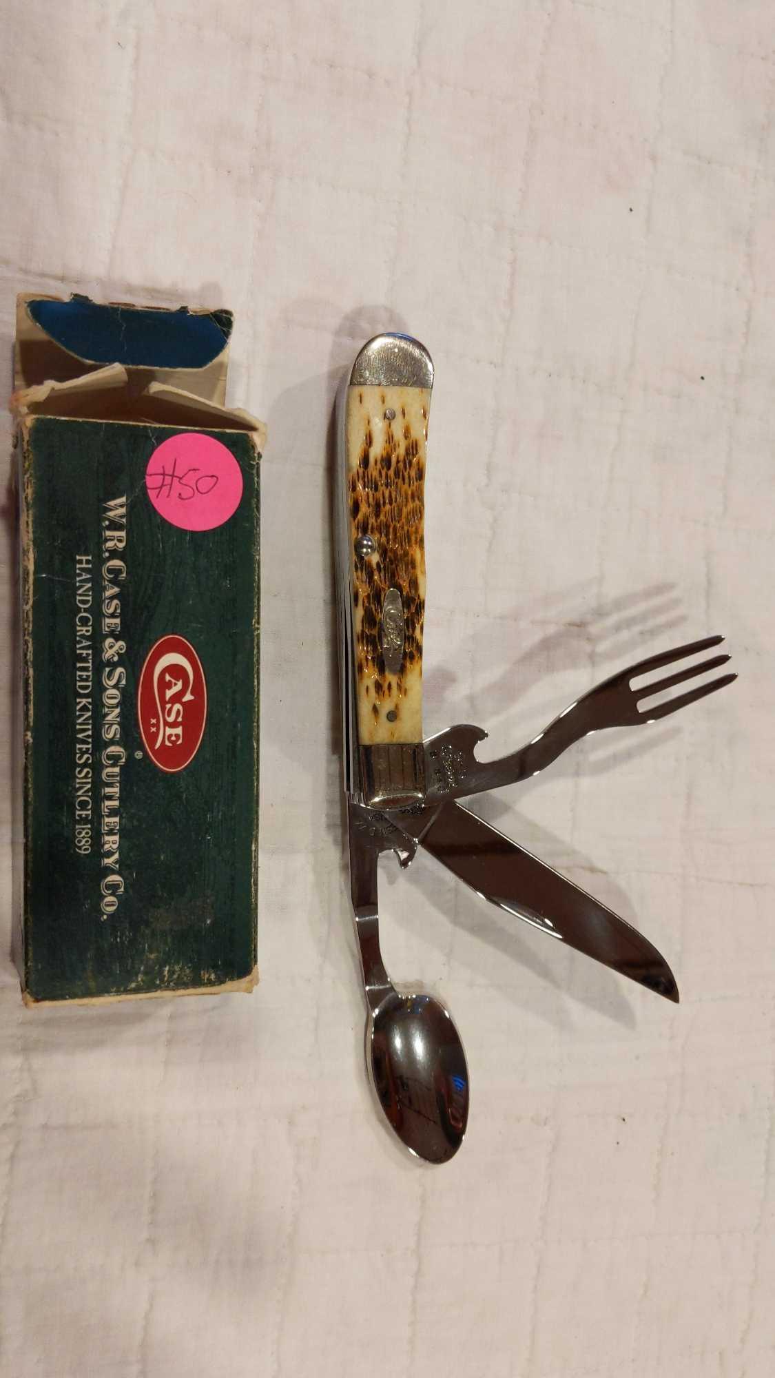 Case XX Tested 6354 HB SS Hobo knife: New in the box hobo knife. Box has a few worn edges and flaps are rough and have tears. 4 1/8 in closed.