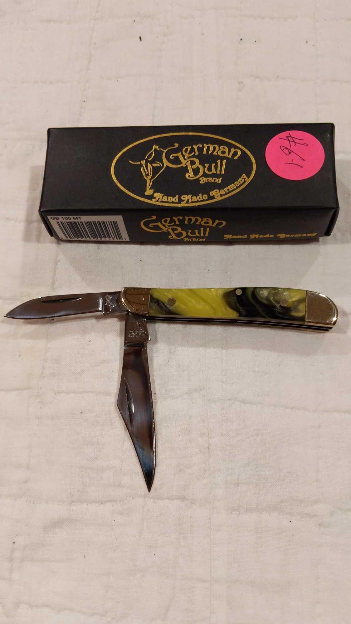 German Bull Brand GB 105 MT 2- bladed folding knife (1 of 5)